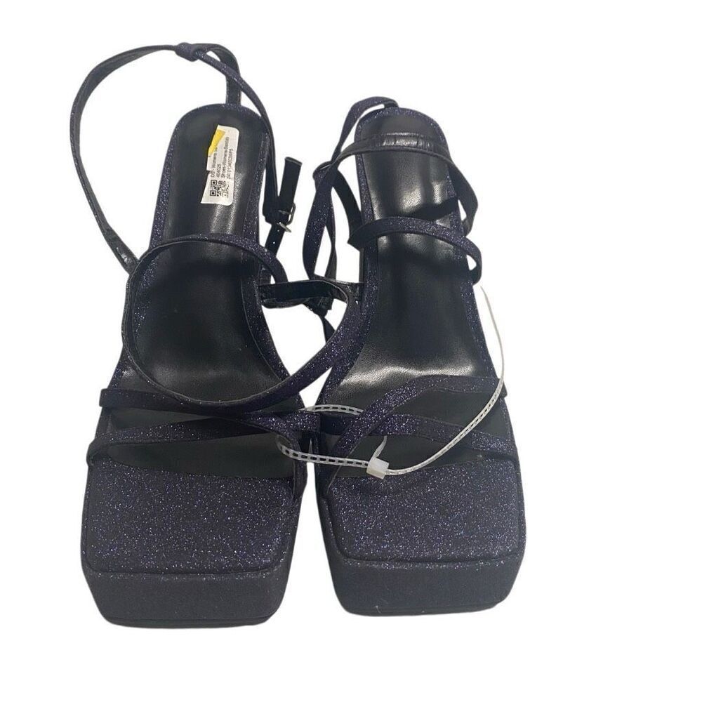 DS Women’s Purple Sparkly Heel  Sandals‎ Strappy Size 10 Platforms